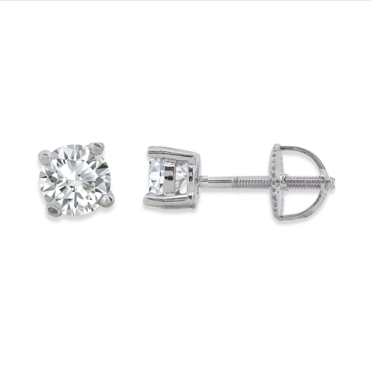 5mm Moissanite | Silver.925 rhodium plating | Screw-back Stud Earrings Earrings