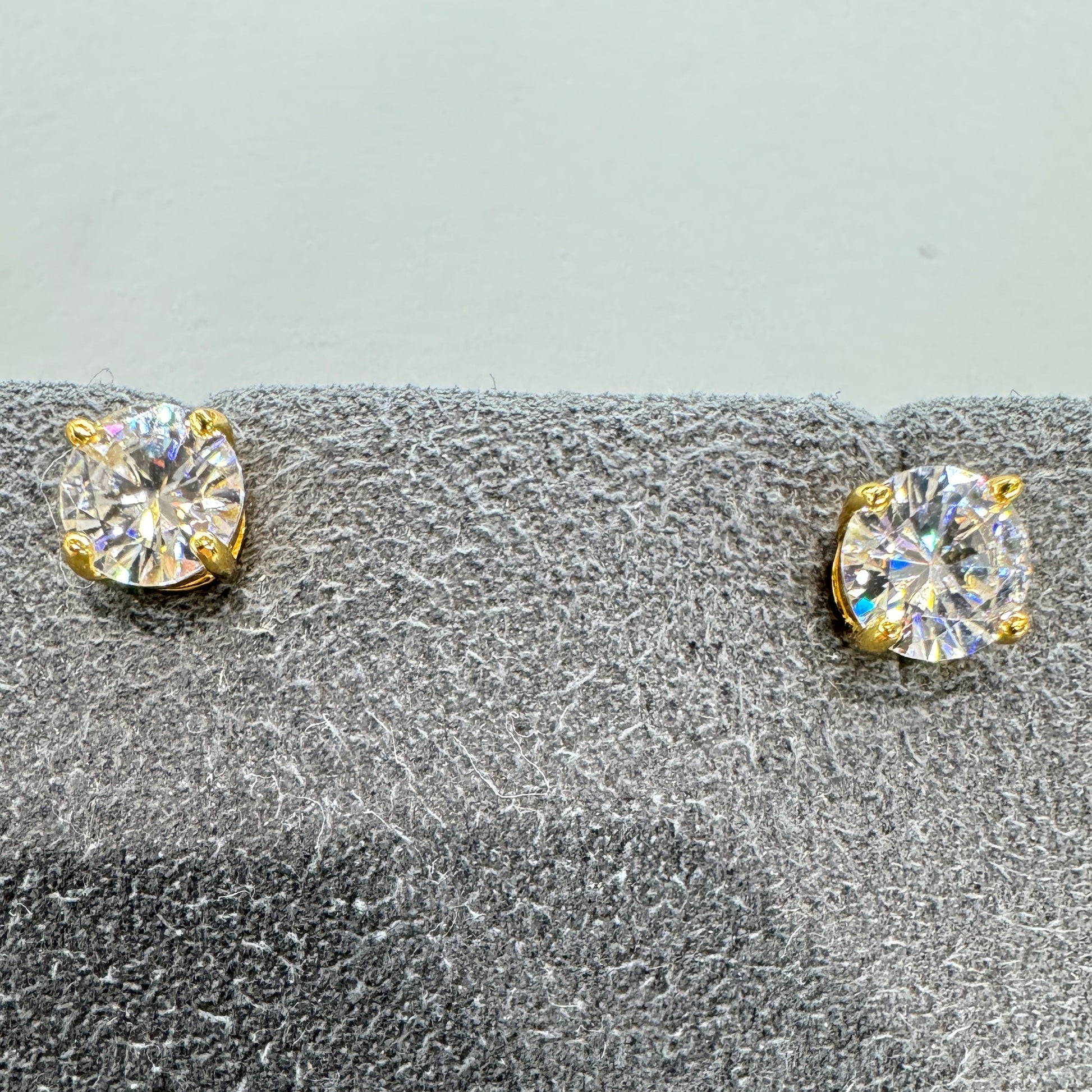 5mm moissanite stud earrings sterling silver gold overlay brilliant sparkle everyday elegance

