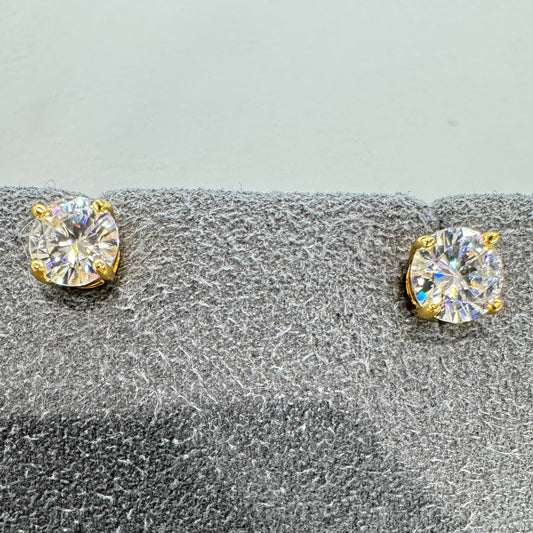 5mm moissanite stud earrings sterling silver gold overlay brilliant sparkle everyday elegance
