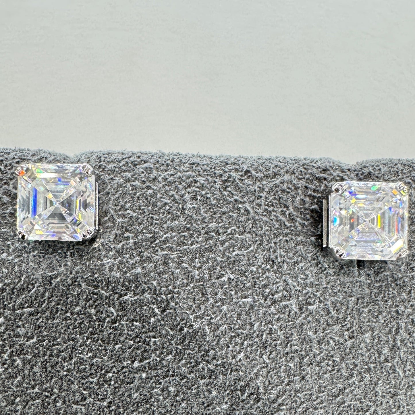 5mm square stud moissanite earrings sterling silver rhodium plated modern princess cut everyday elegance
