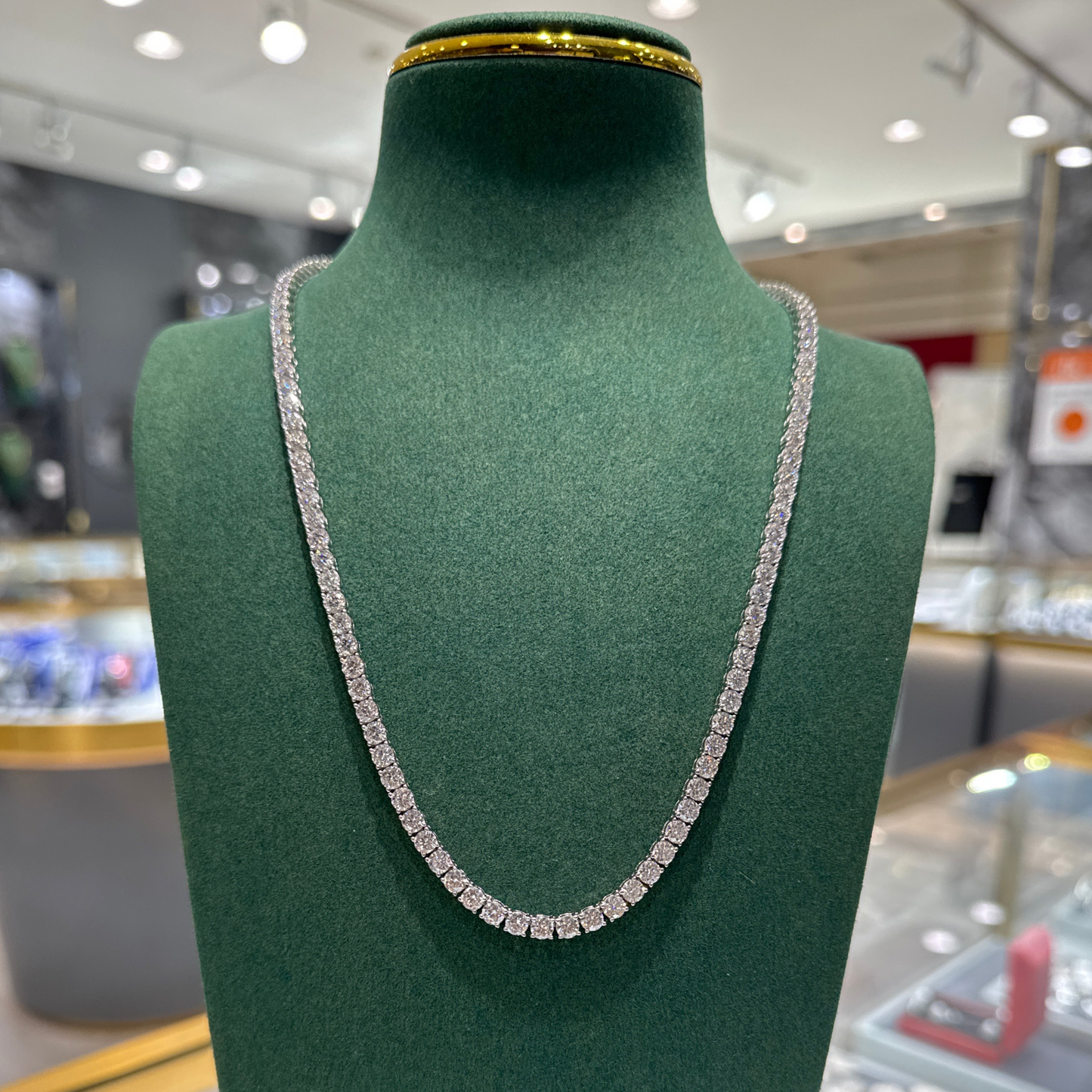 4mm Moissanite Tennis Chain Necklace 20 Inch - .925 Sterling Silver