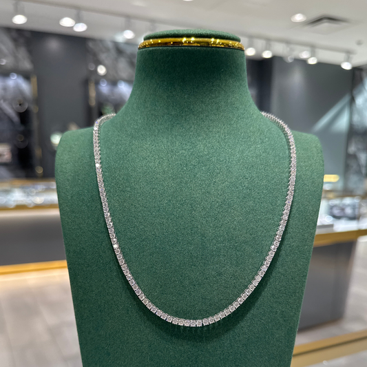 3mm Moissanite Tennis Chain Necklace 20 Inch - .925 Sterling Silver