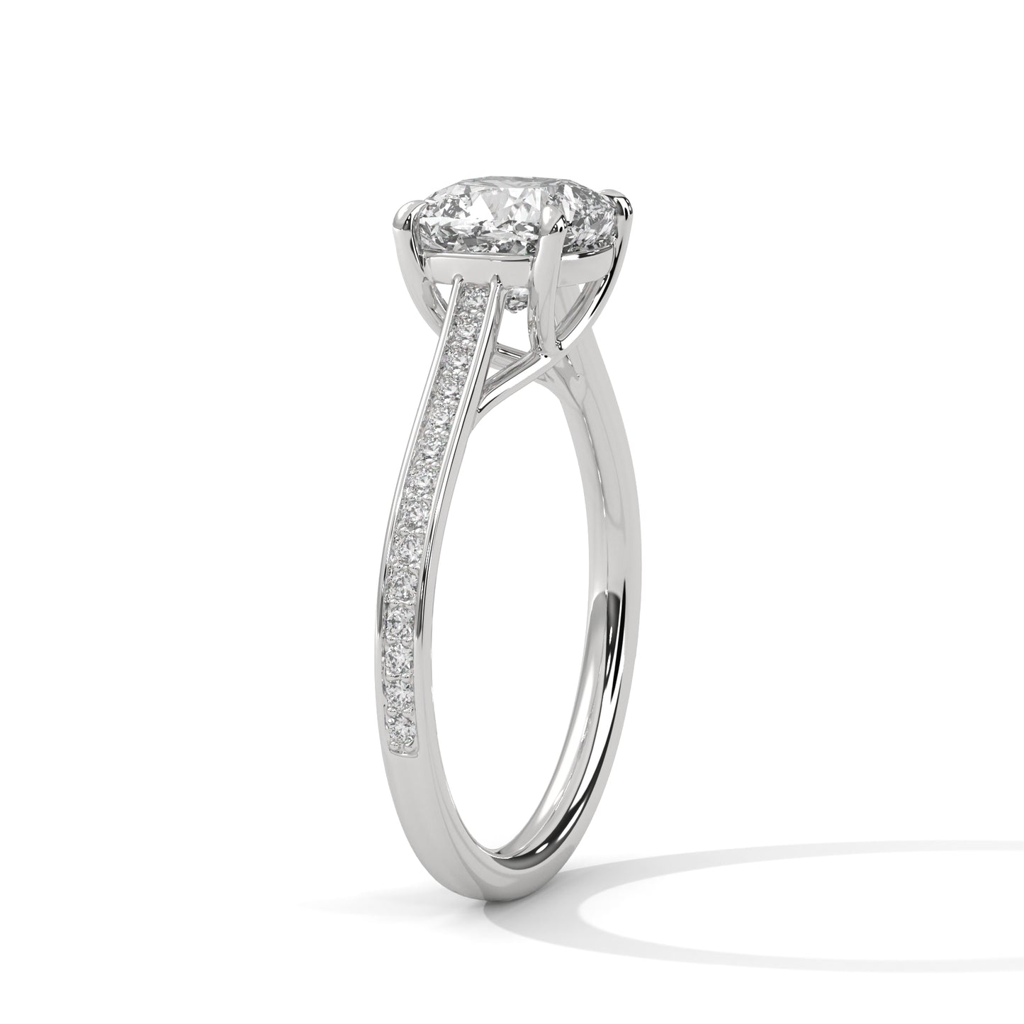 Cushion Cut Engagement Ring with Pavé Band DM-020