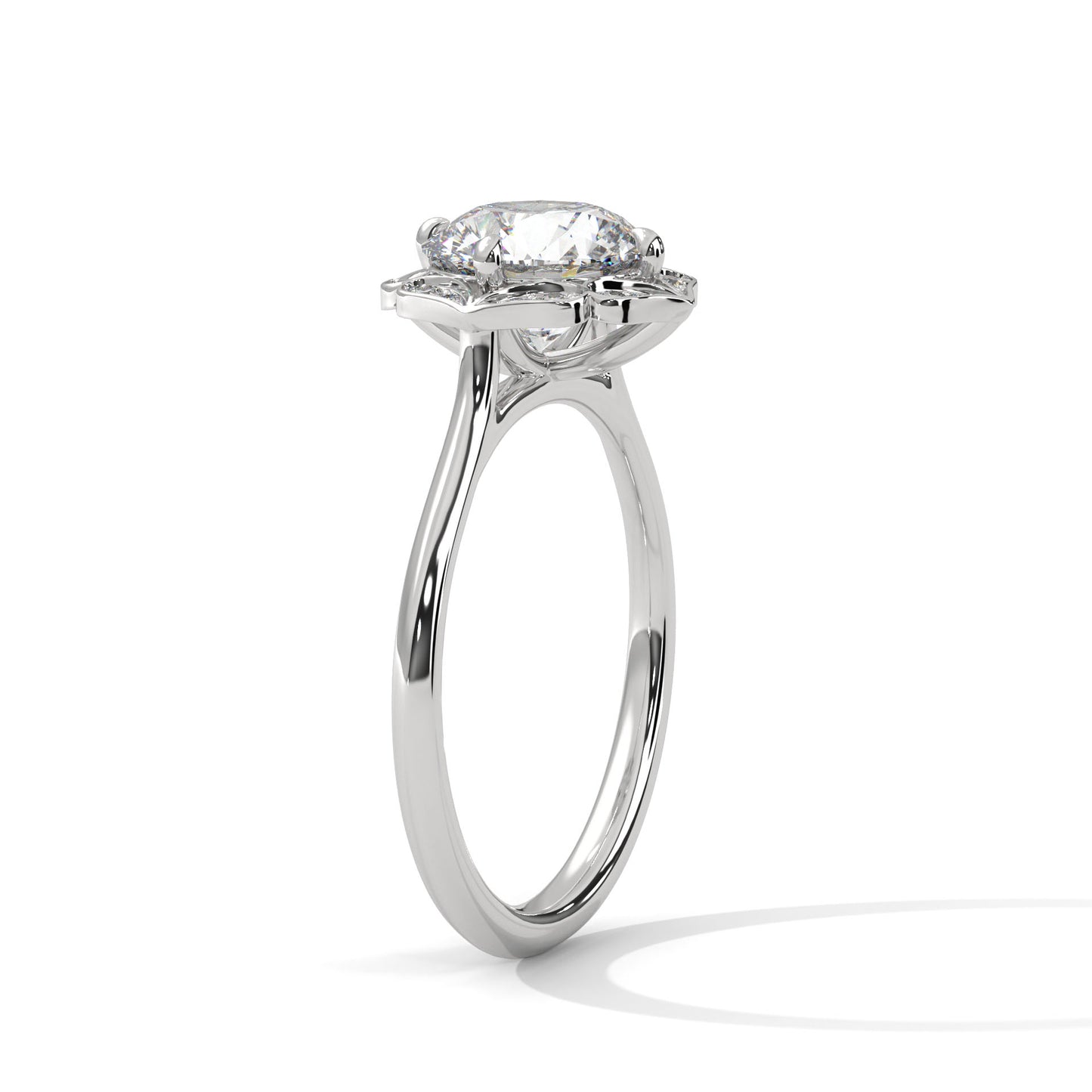 Round Vintage Floral Halo Engagement Ring DM-019