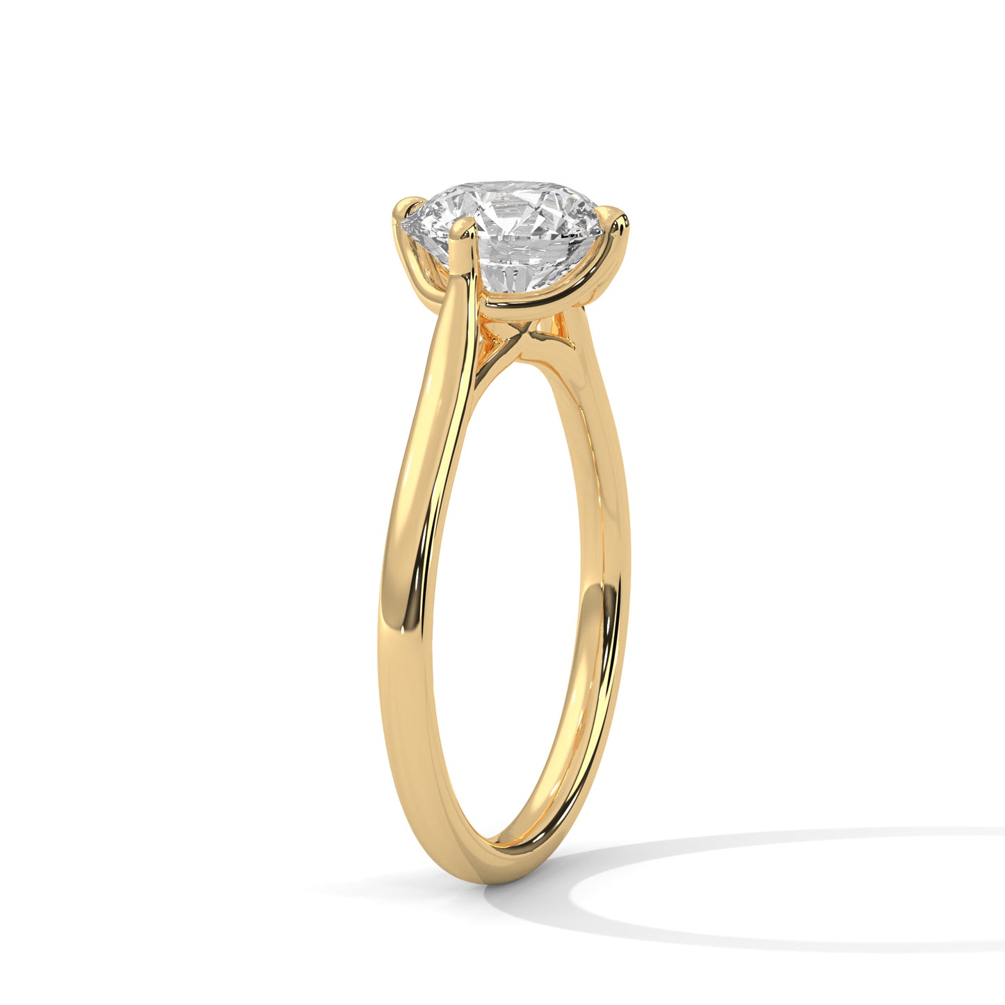 Round Solitaire Engagement Ring with Split Shank DM-011
