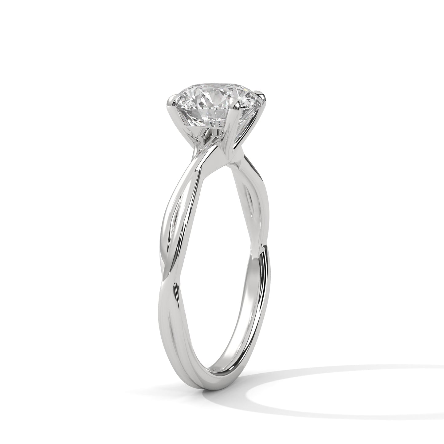 Round Solitaire Engagement Ring with Twisted Band DM-022