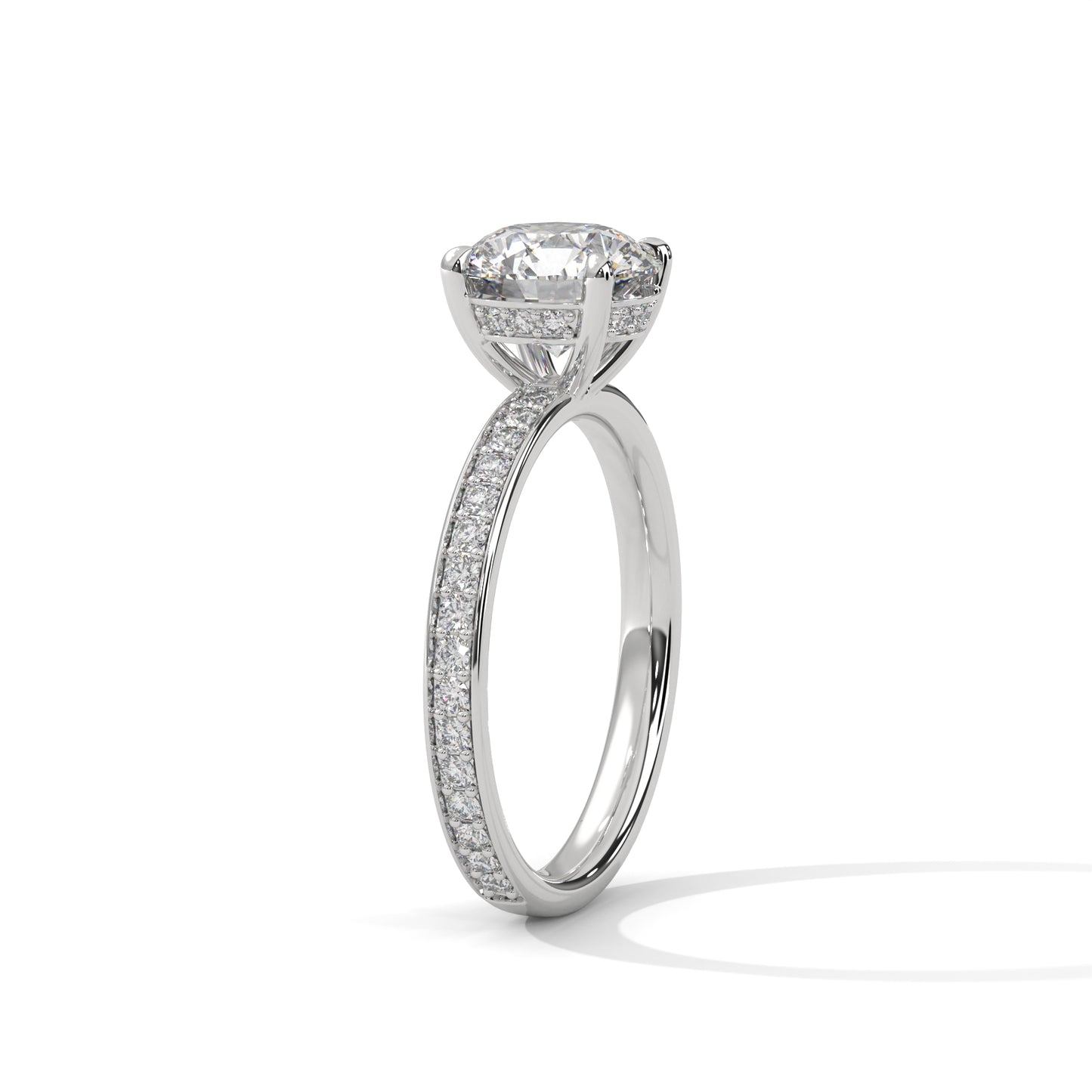 Round Hidden Halo Engagement Ring with Eternity Band DM-041