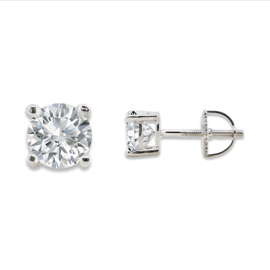 6mm Moissanite | Silver.925 rhodium plating | Screw-back Stud Earrings Earrings