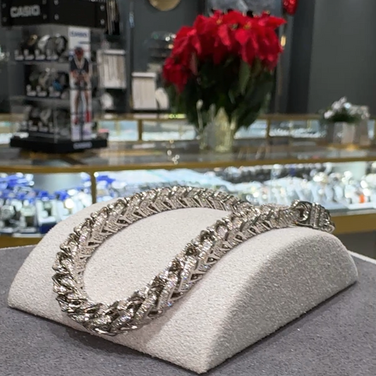 6mm Franco bracelet 8 inches sterling silver iced out moissanite Model MJCN0436-6mm bold statement
