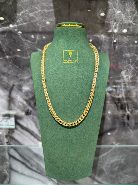 6mm Franco chain 22 inch sterling silver gold overlay iced moissanite Model MJCN046-6mm bold statement
