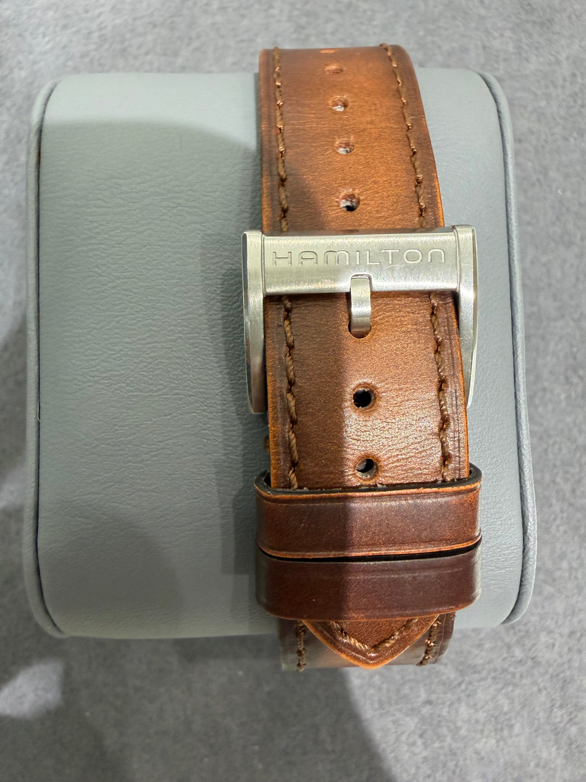 Automatic Hamilton Jazzmaster Open Heart Green Dial Leather Band Men's Watch pre owned.