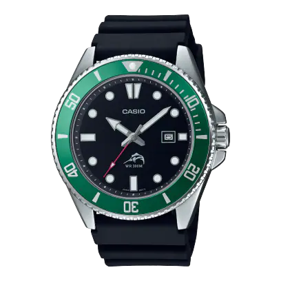 Black and green casio watch MDV-106B-1A3VCF