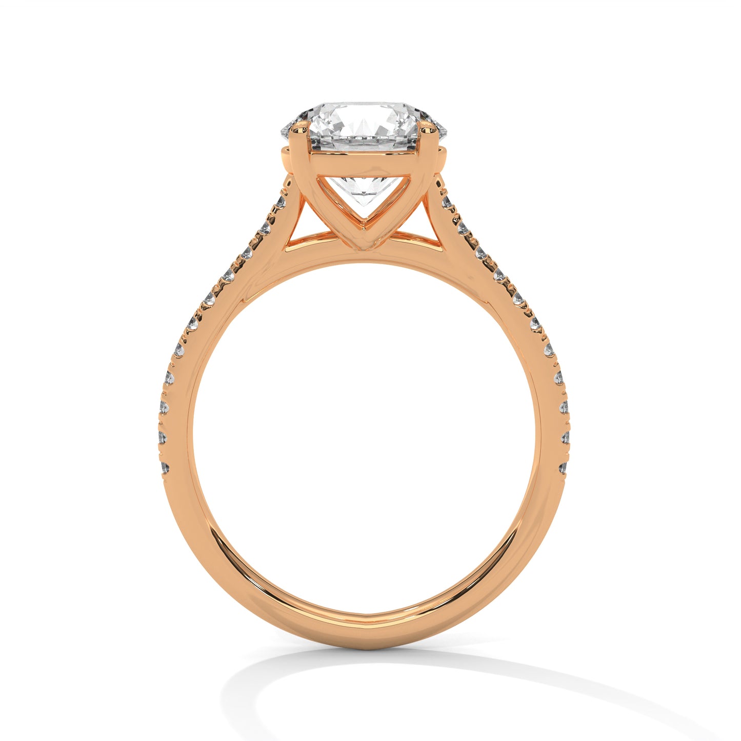 Round Solitaire Engagement Ring with Pavé Shoulders DM-024