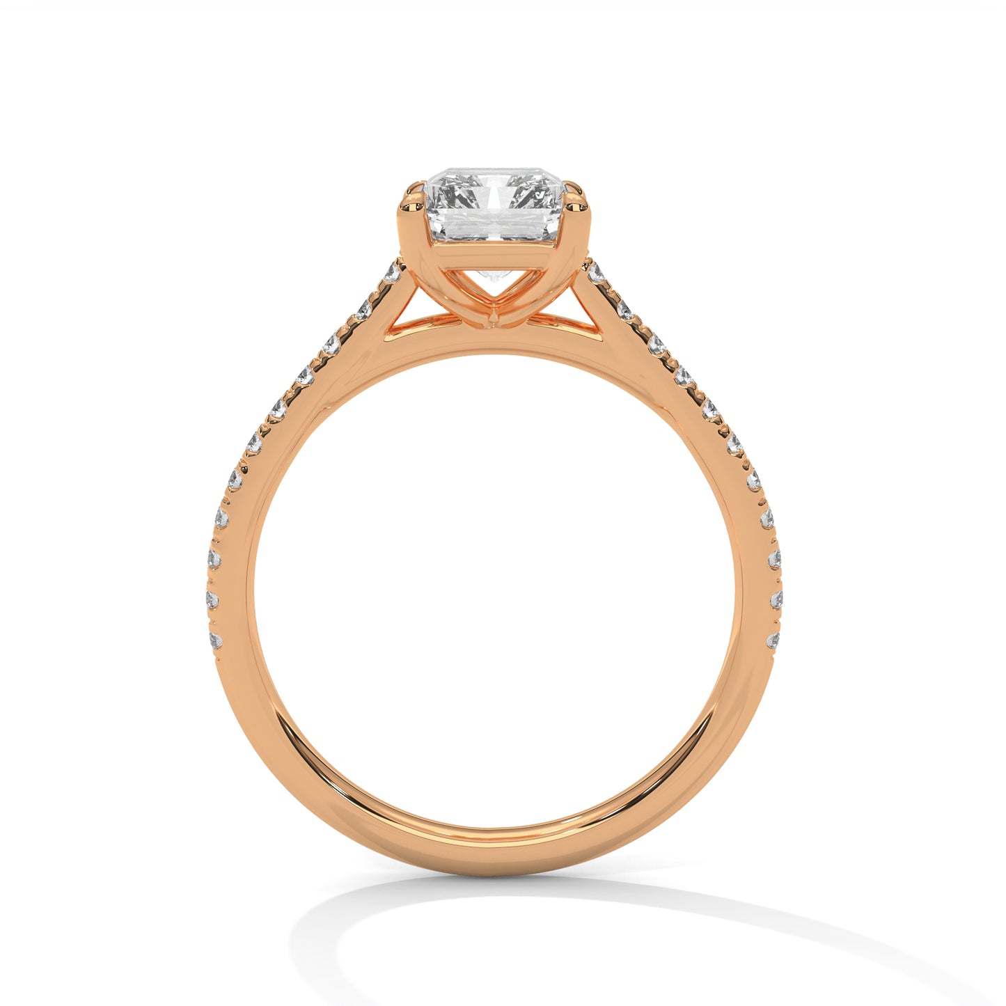 Emerald Cut Engagement Ring with Pavé Band DM-021