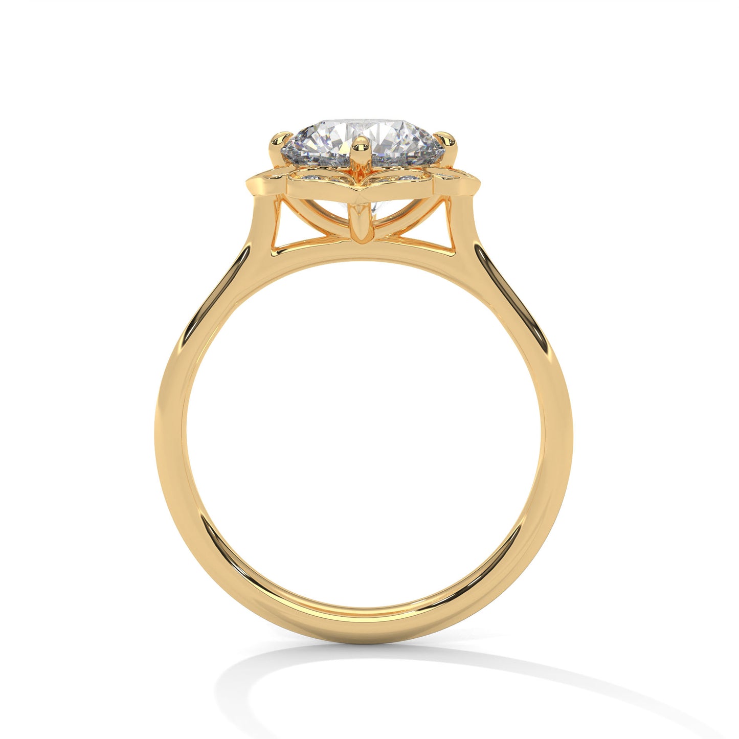Round Vintage Floral Halo Engagement Ring DM-019