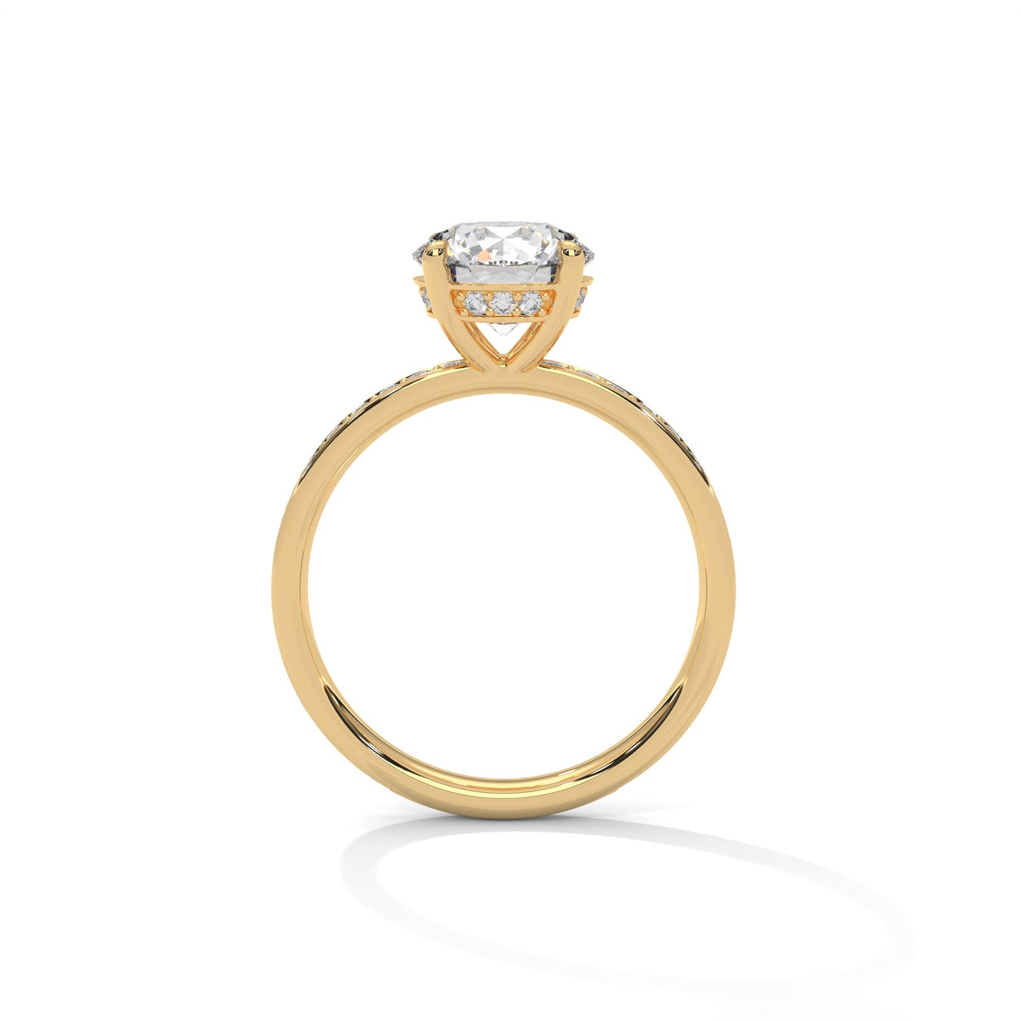 Round Hidden Halo Engagement Ring with Eternity Band DM-041