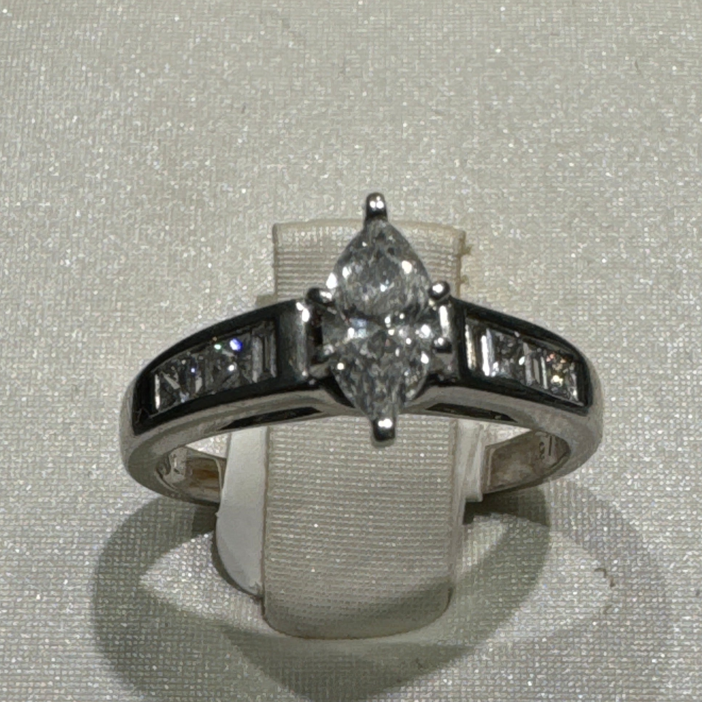 14K White Gold Ring with 1.10CT Marquise and Princess Diamonds Ring