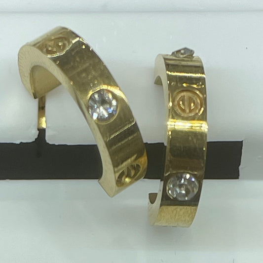 Gold Plated & Zirconia Huggies Earrings 