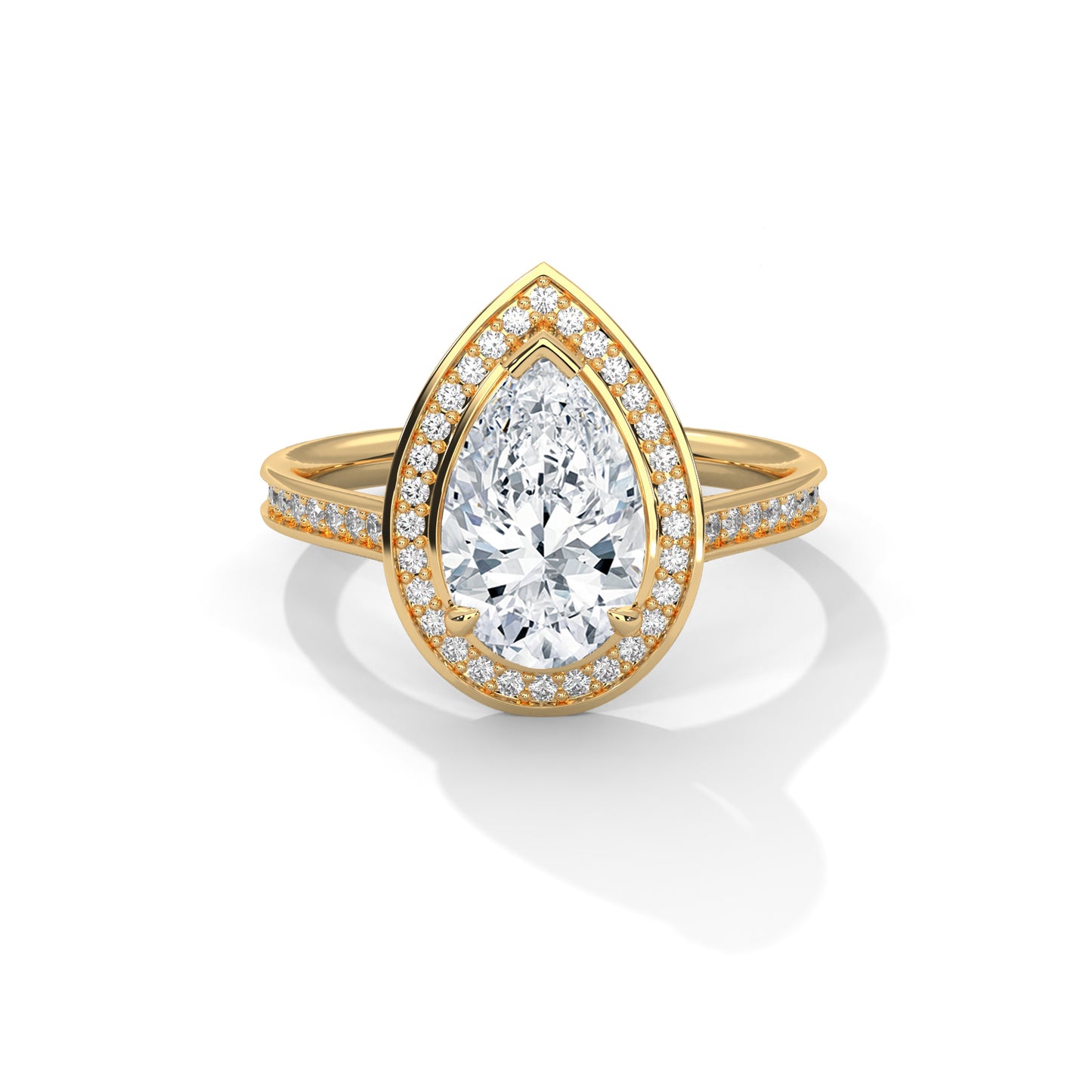 Pear Halo Engagement Ring with Pavé Band DM-008