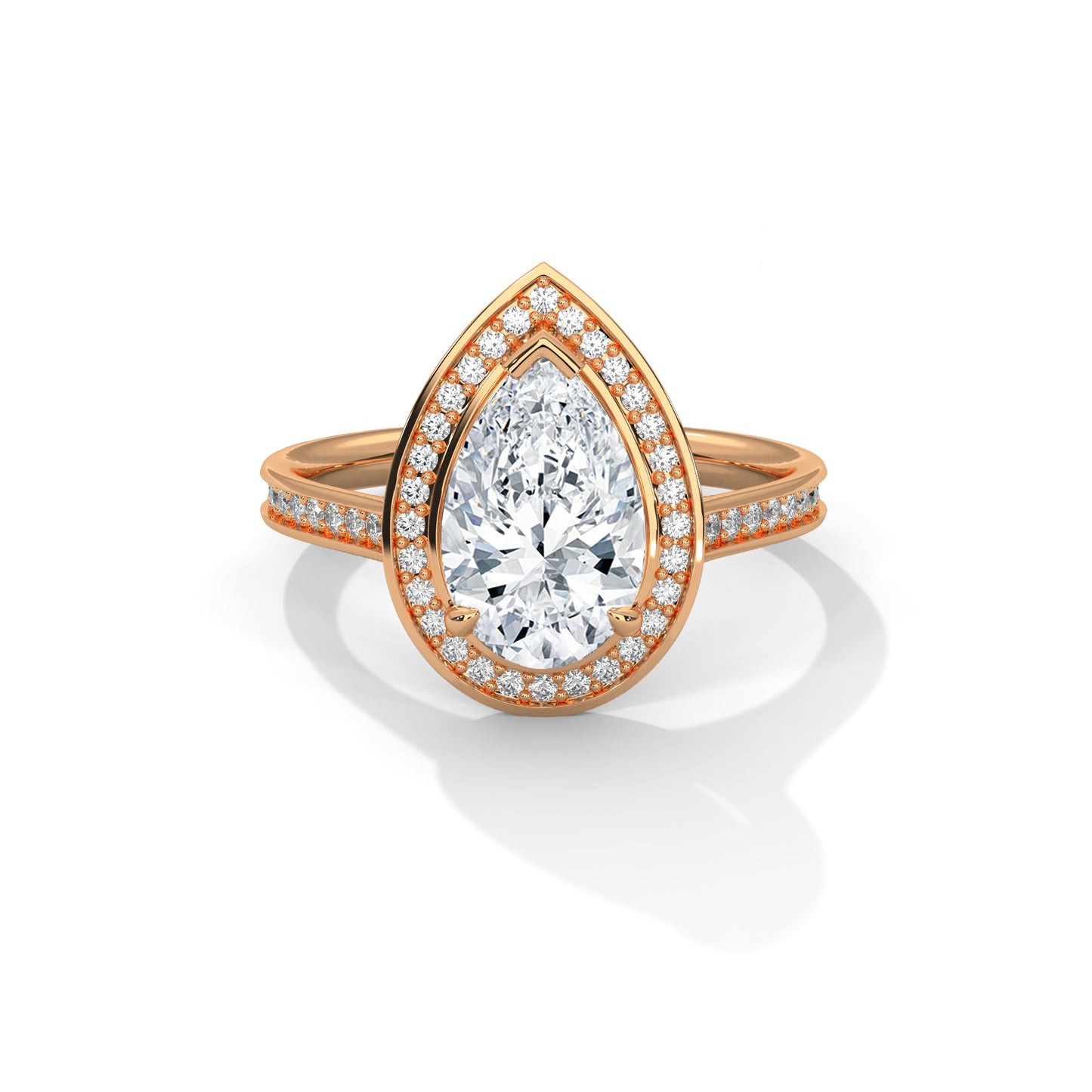 Pear Halo Engagement Ring with Pavé Band DM-008