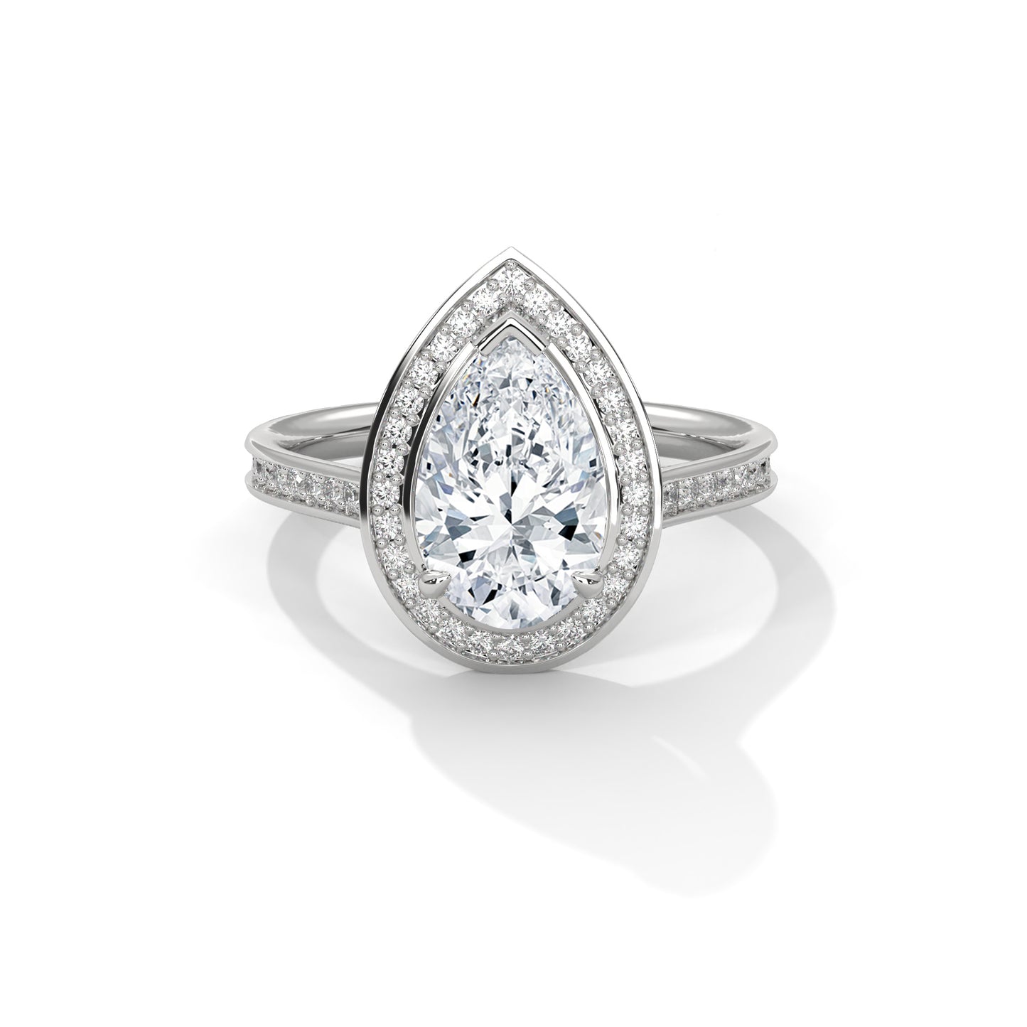 Pear Halo Engagement Ring with Pavé Band DM-008