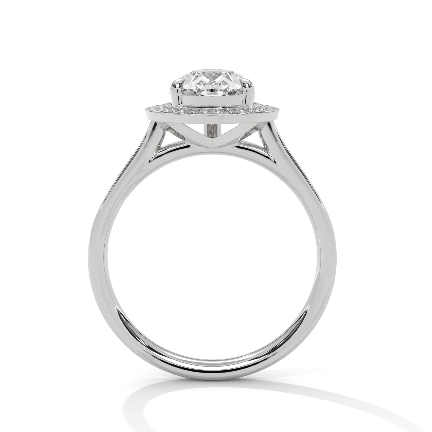 Pear Halo Engagement Ring with Pavé Band DM-008