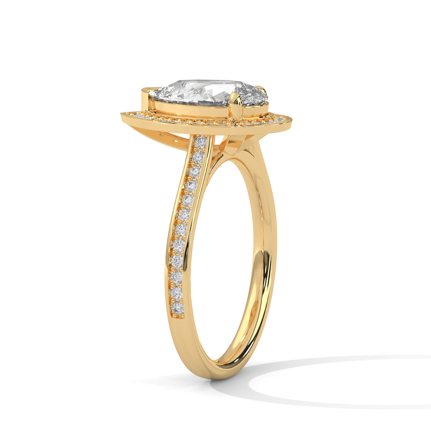 Pear Halo Engagement Ring with Pavé Band DM-008
