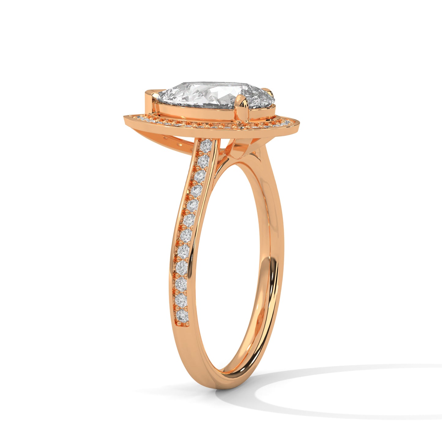 Pear Halo Engagement Ring with Pavé Band DM-008