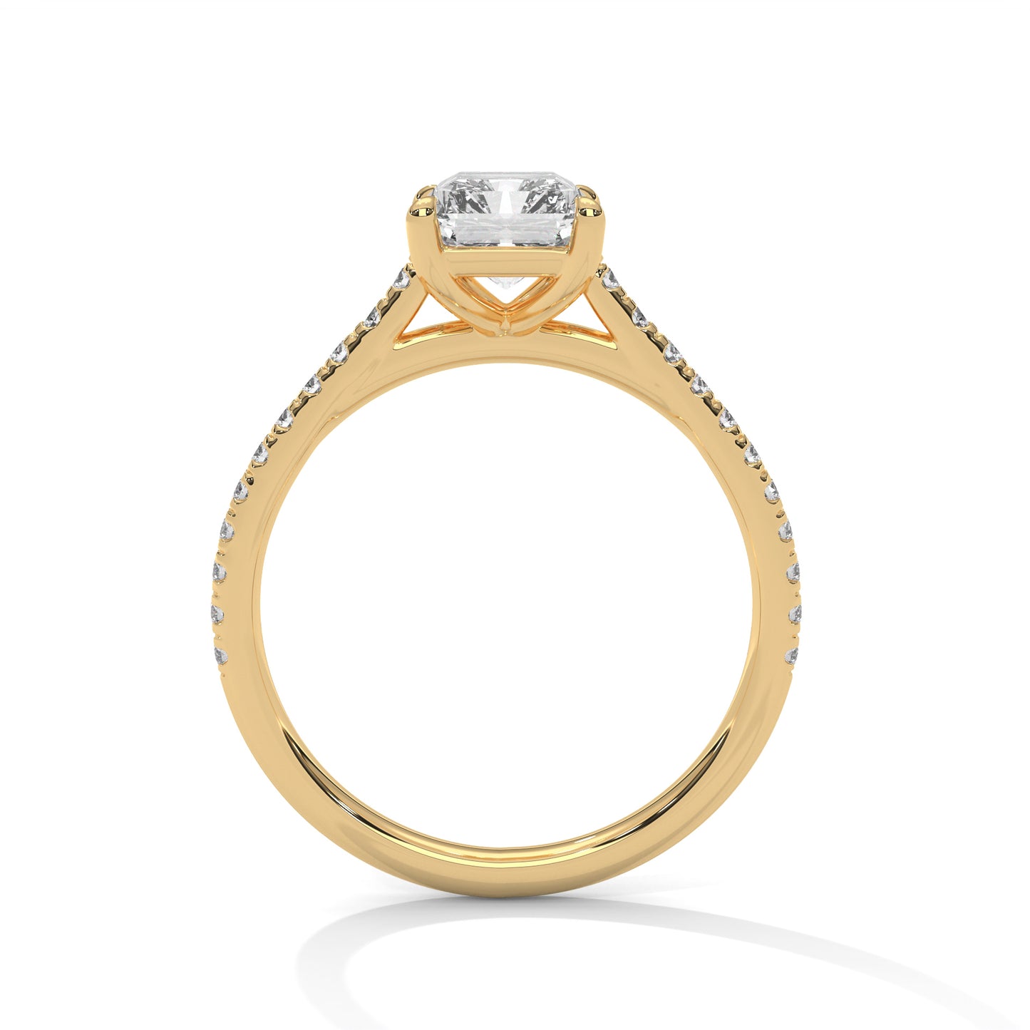 Emerald Cut Engagement Ring with Pavé Band DM-021