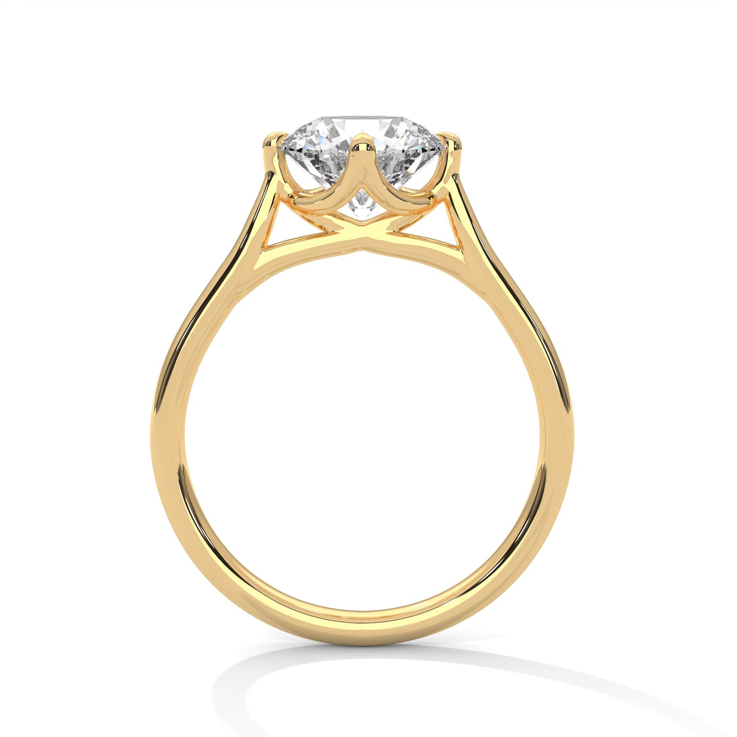 Round Solitaire Engagement Ring with Split Shank DM-011