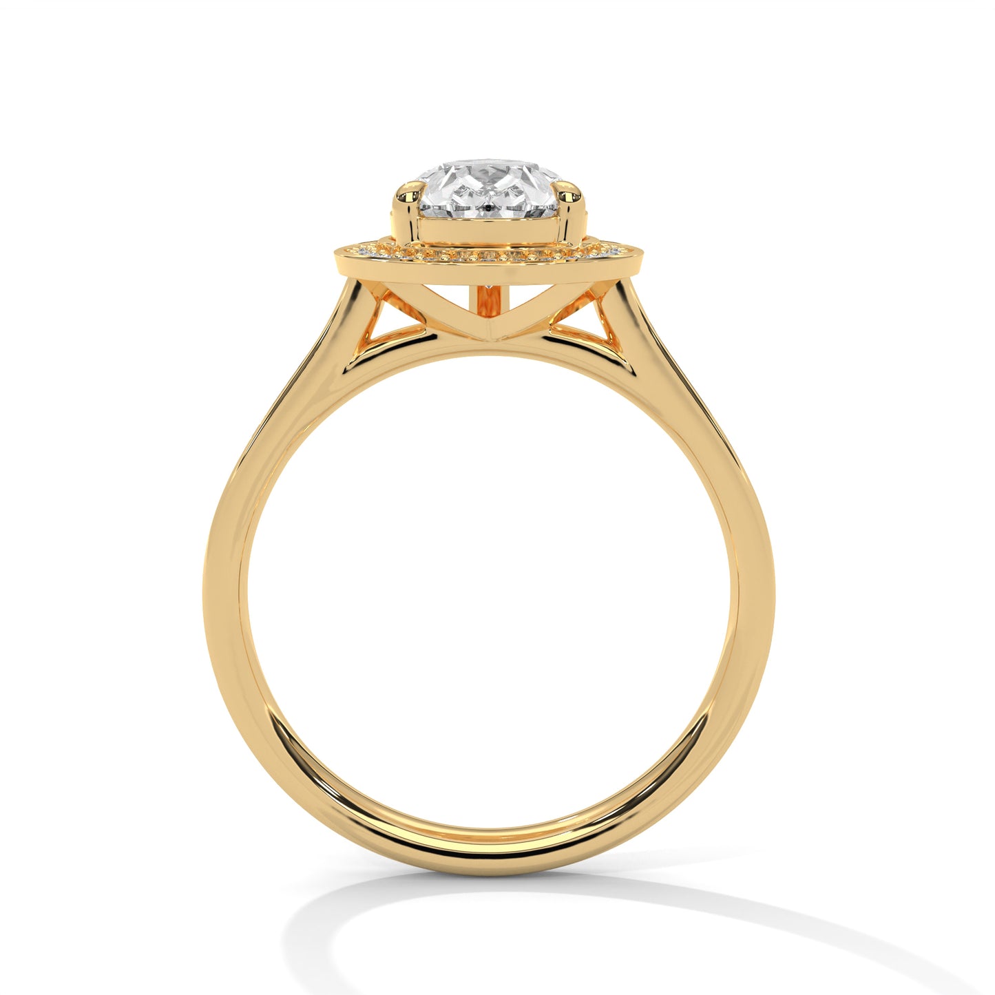 Pear Halo Engagement Ring with Pavé Band DM-008