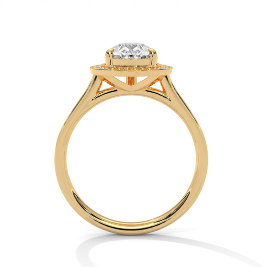Pear Halo Engagement Ring with Pavé Band DM-008