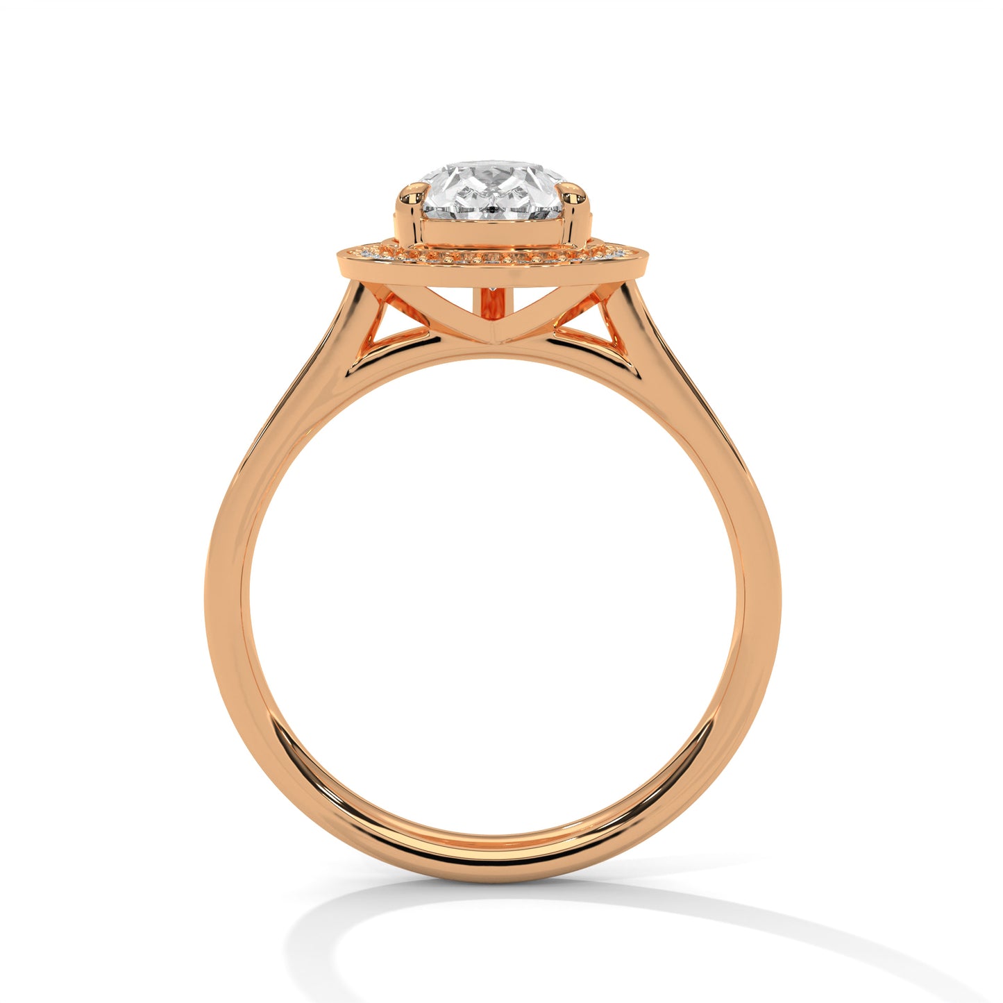 Pear Halo Engagement Ring with Pavé Band DM-008