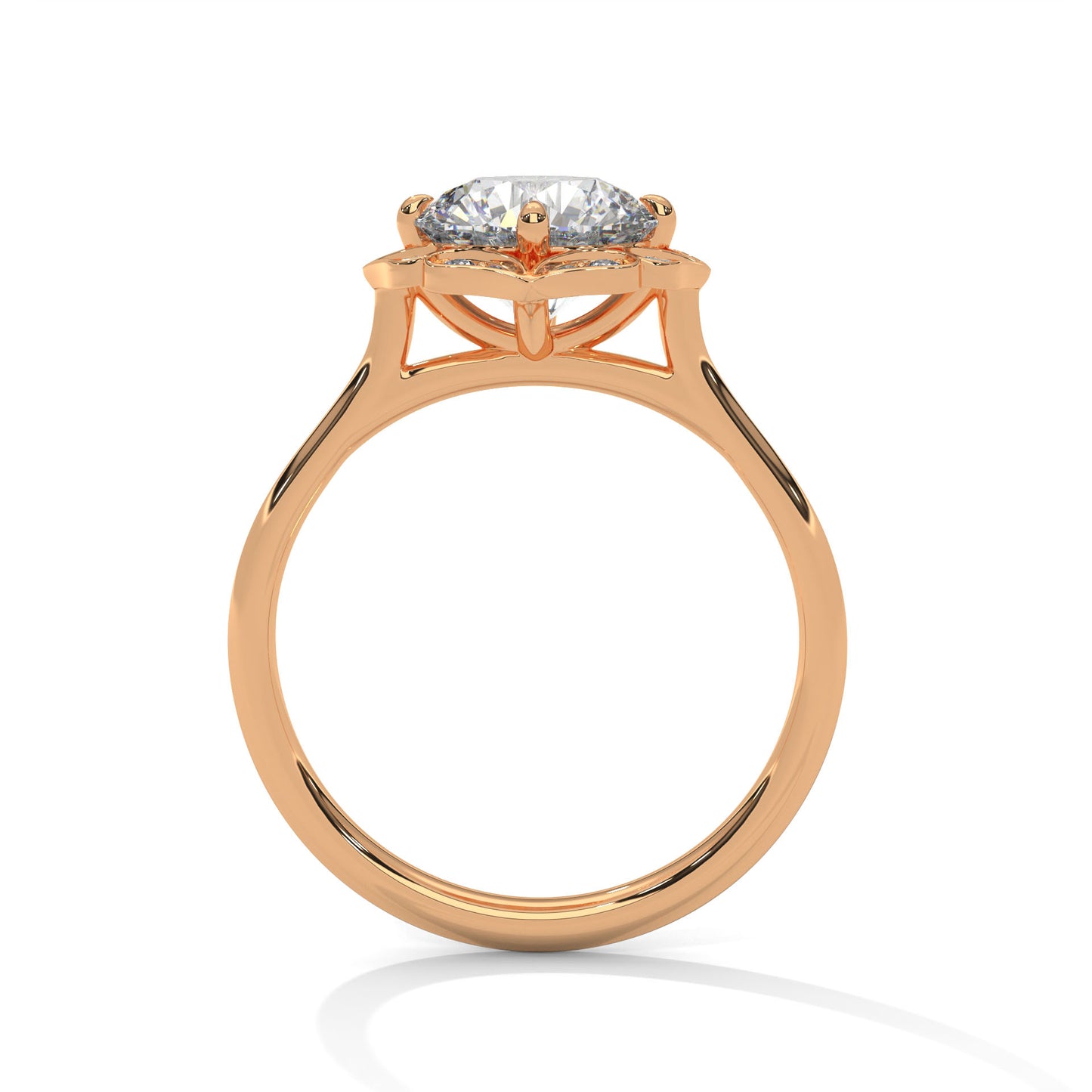 Round Vintage Floral Halo Engagement Ring DM-019