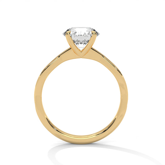 2 carat Round Solitaire Twisted Band engagement ring in yellow gold - Bijouterie Del Moral (view 2)