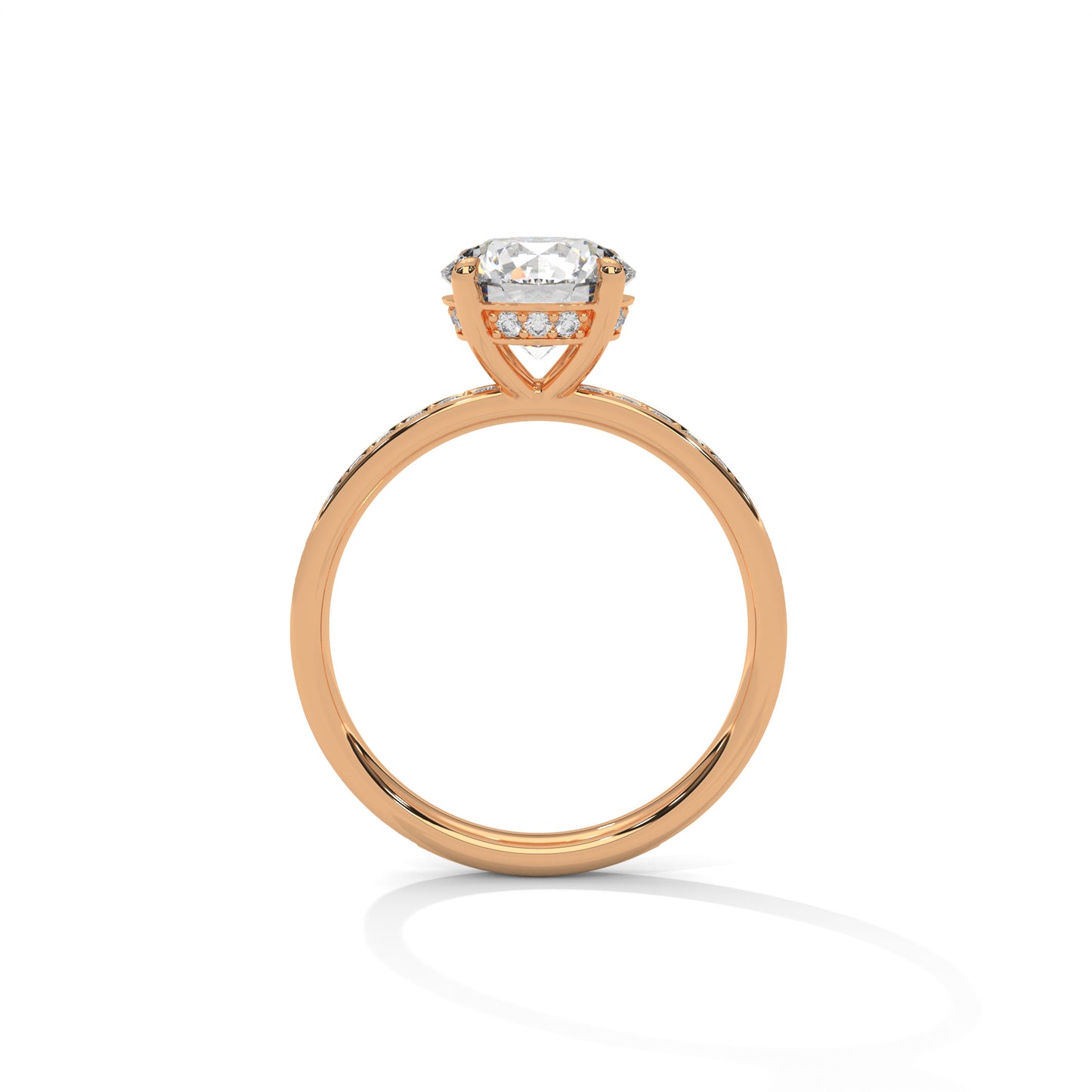 Round Hidden Halo Engagement Ring with Eternity Band DM-041