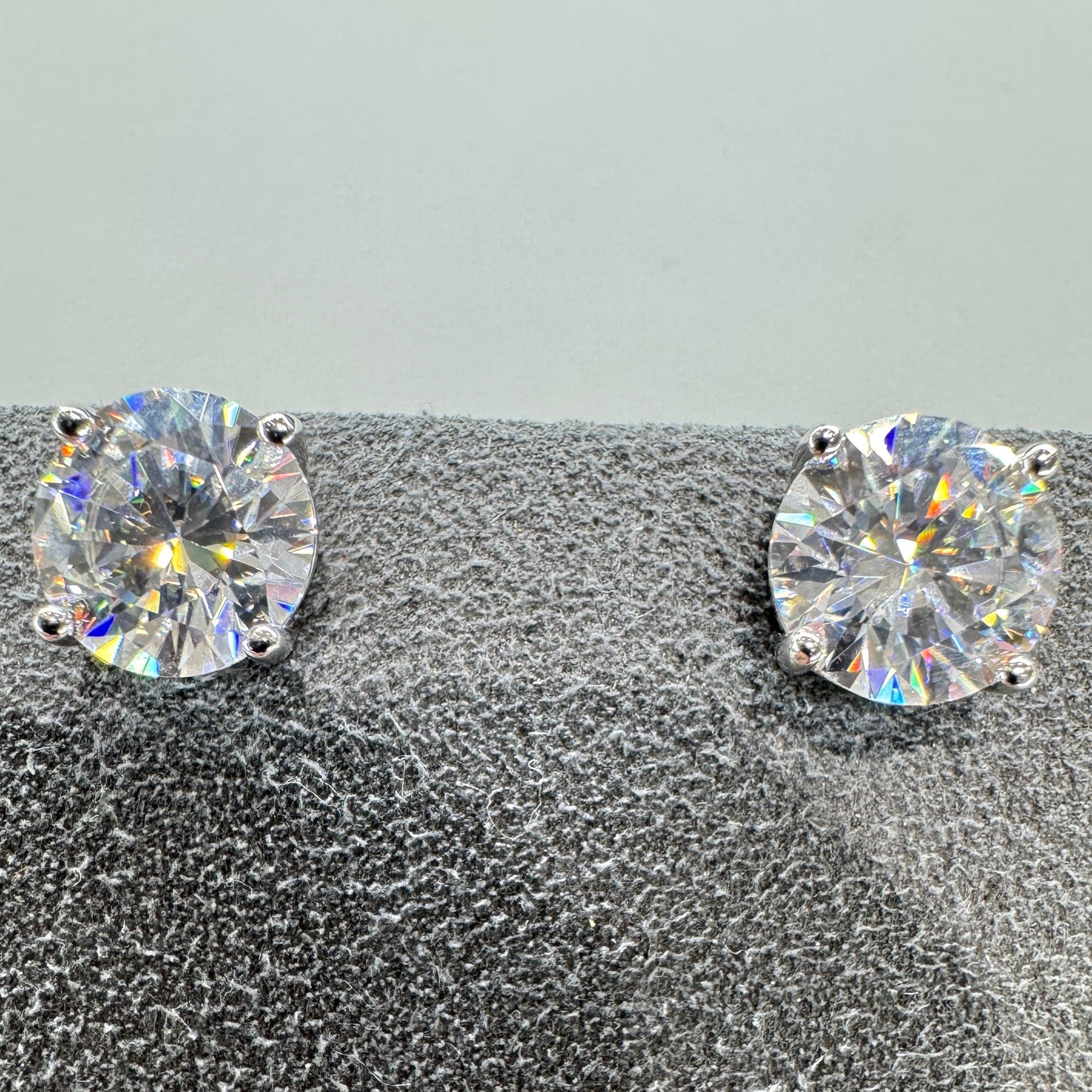 8mm moissanite stud earrings sterling silver rhodium plated brilliant sparkle 2 carat equivalent bold statement
