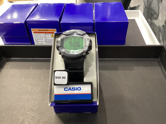 Black Casio watch with Green Digital screen AE-1500WHC-1AVCF