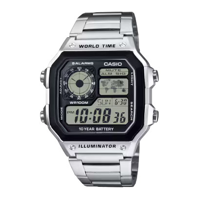 Silver Casio watch AE-1200WHD-1AVCF