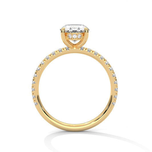 Oval Hidden Halo Engagement Ring with Pavé Band DM-038