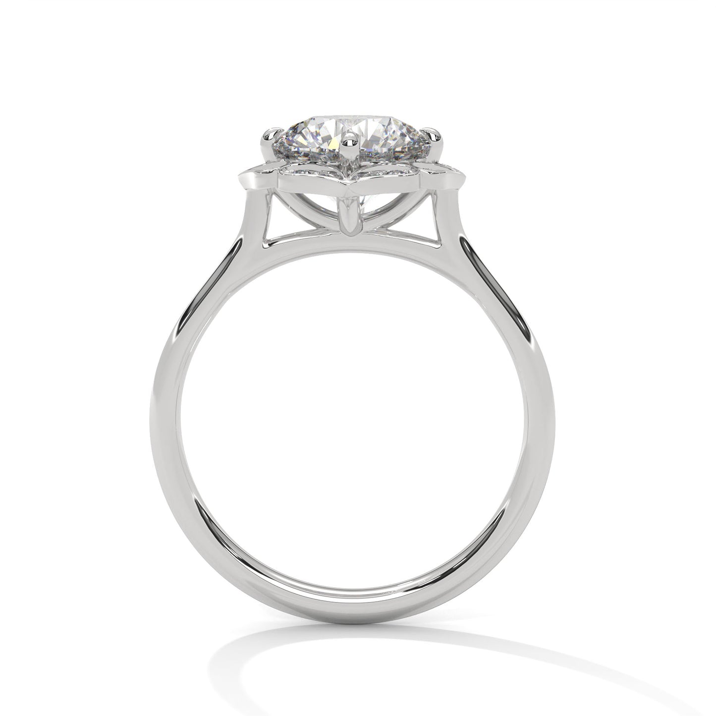 Round Vintage Floral Halo Engagement Ring DM-019