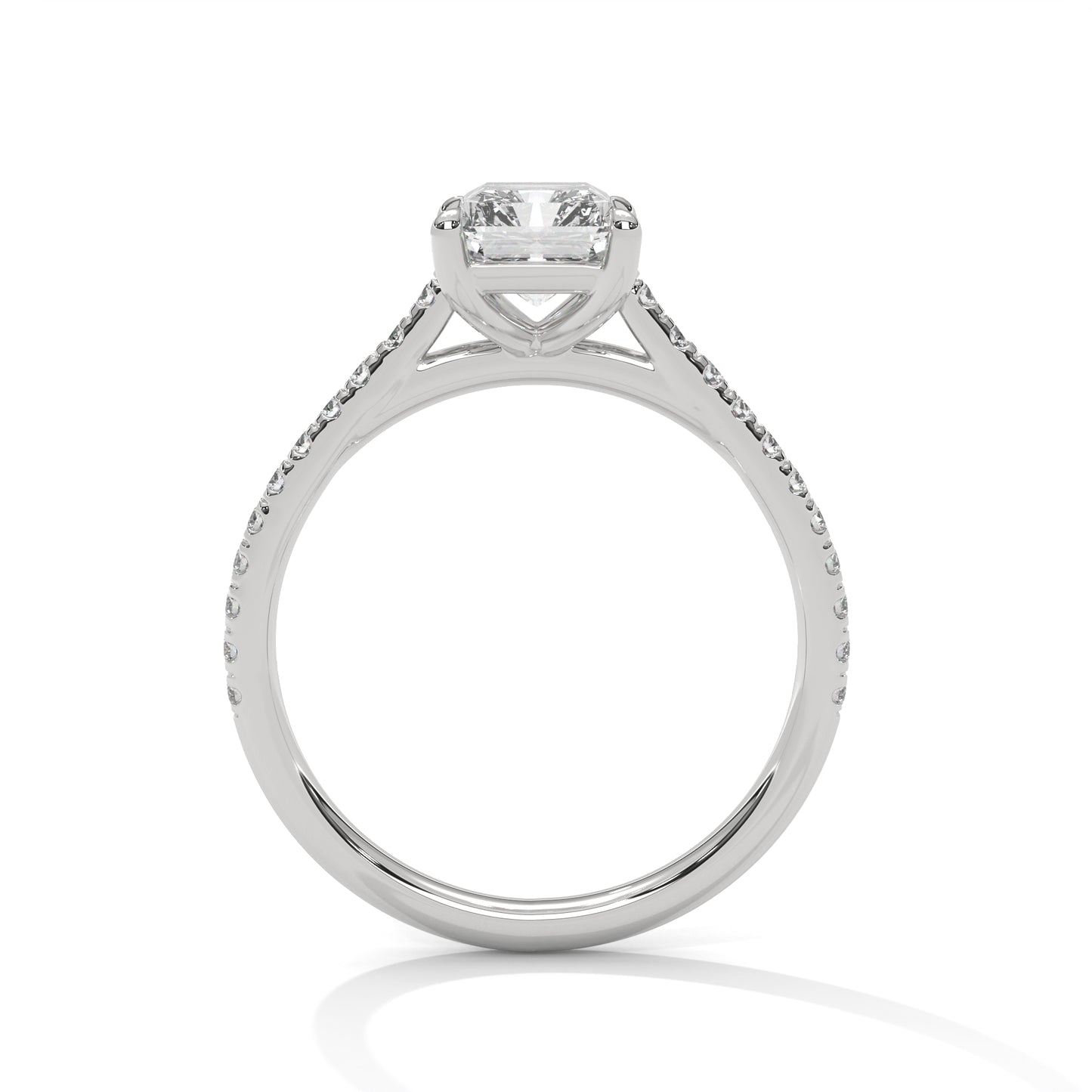 Emerald Cut Engagement Ring with Pavé Band DM-021