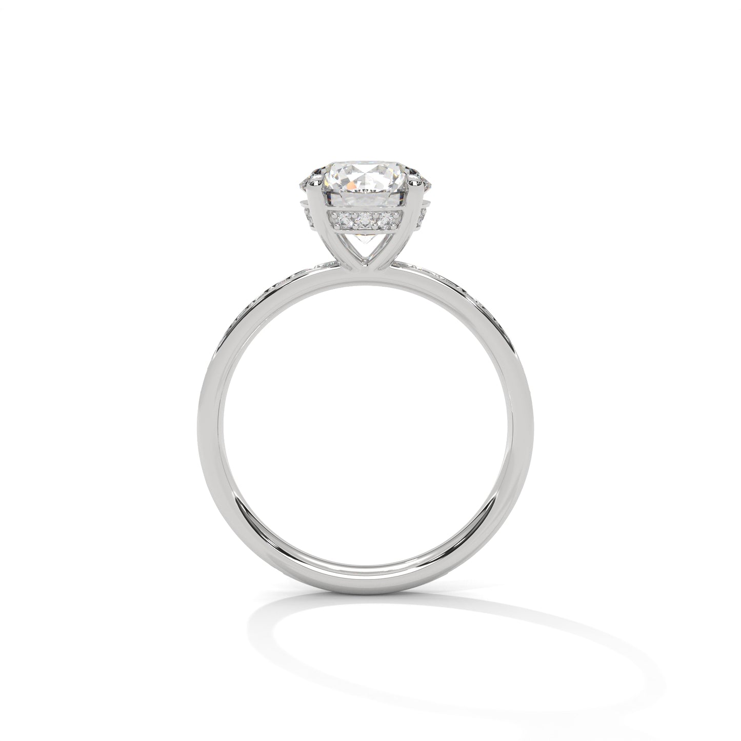 Round Hidden Halo Engagement Ring with Eternity Band DM-041