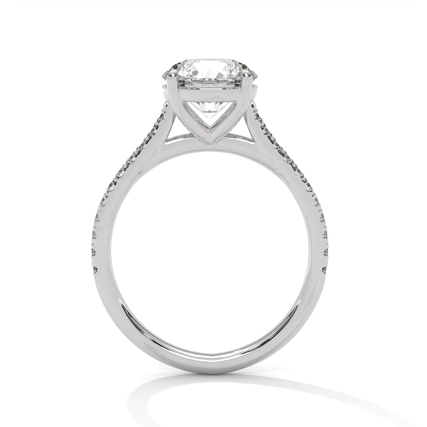 Round Solitaire Engagement Ring with Pavé Shoulders DM-024
