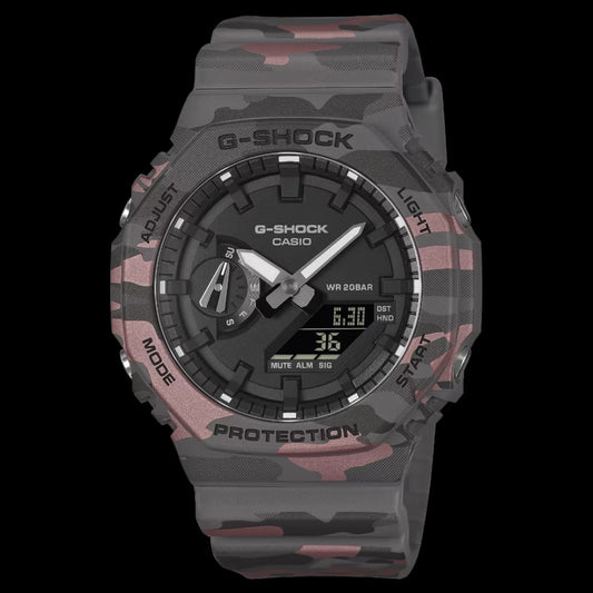 Montre analogique-numérique G-Shock GA-2100CM-8A camouflage gris CasiOak