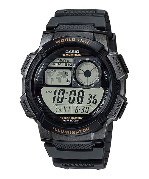 Casio AE-1000W-1AVCF - World Time Digital Watch - Illuminator