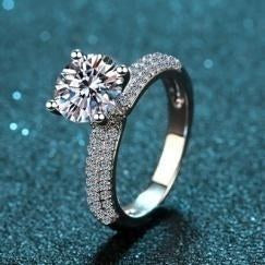 Pavé Moissanite Solitaire Ring - 925 Sterling Silver (AZ002-J)