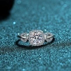 Moissanite Cluster Ring - 925 Sterling Silver (AZ034-J)