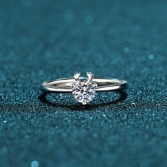 Moissanite Solitaire Ring - 925 Sterling Silver (AZ069-J)