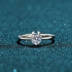 Moissanite Solitaire Ring - 925 Sterling Silver (AZ069-J)